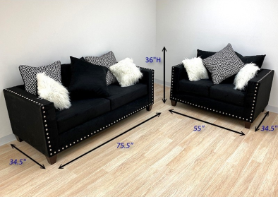 Black Glamour Sofa & Loveseat