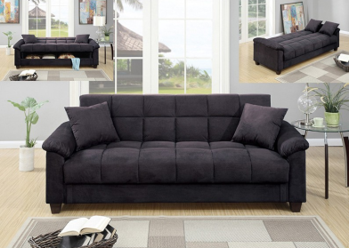 Euclid Black Storage Futon