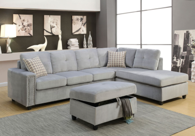 Gray Velvet Sectional