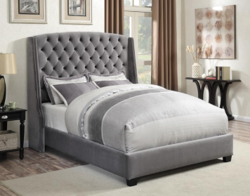 Pissarro Grey Velvet Bed