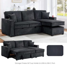 The Trendy Black Stallion Convertible Sectional