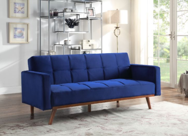 Velvet Blue Sofa Futon